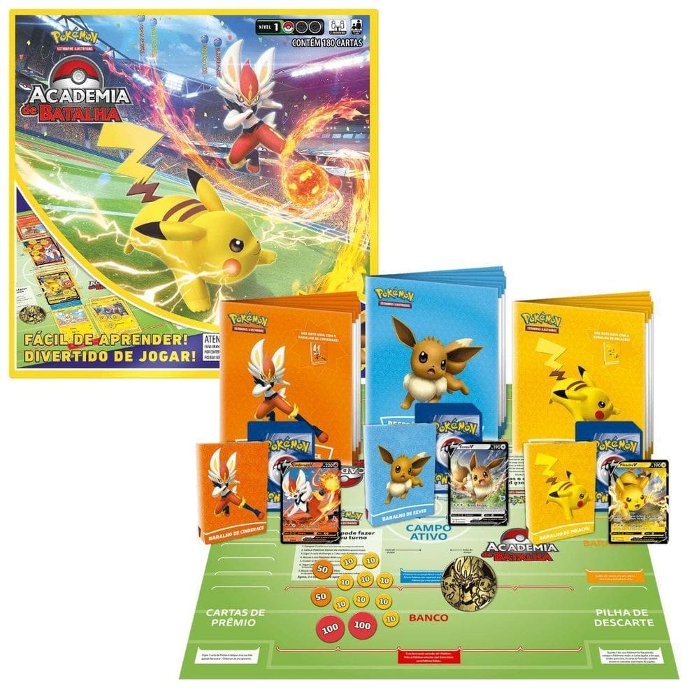 Box pokemon academia de batalha 3 baralhos completos copag