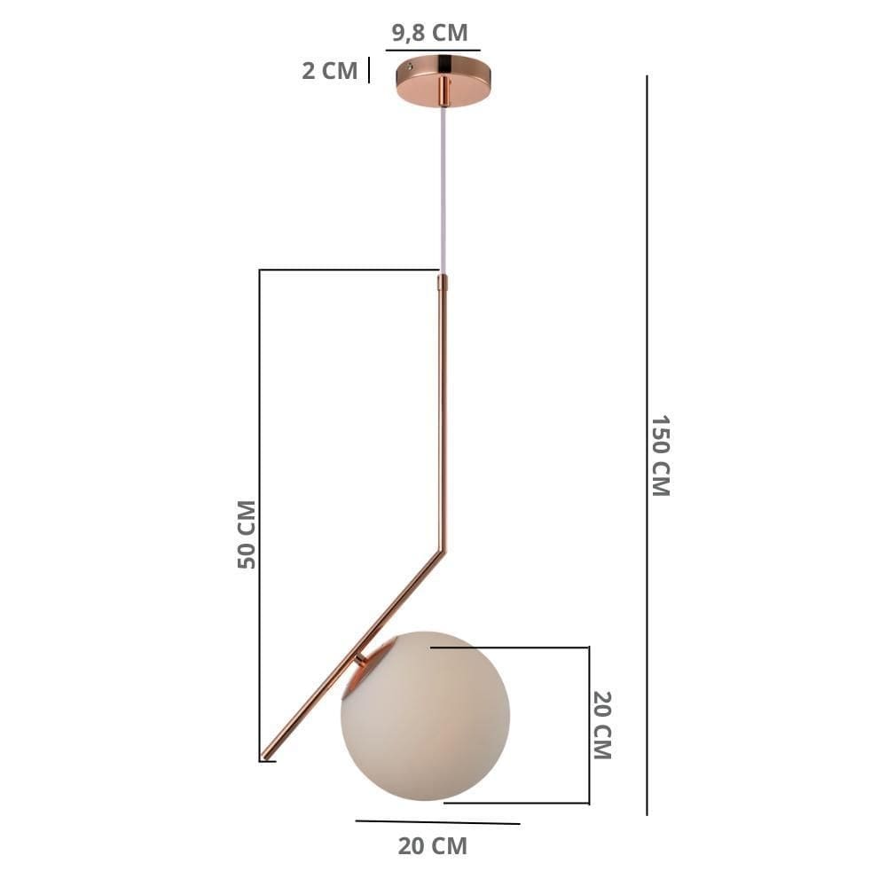 Lustre pendente bravalumi pérola luna globo e27 bivolt