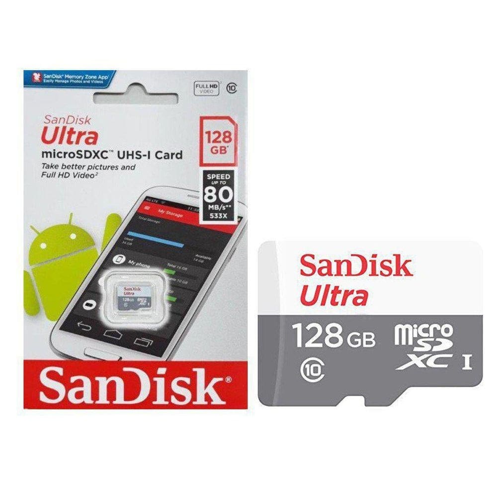 Cartão de memória micro sd de 128gb sandisk ultra