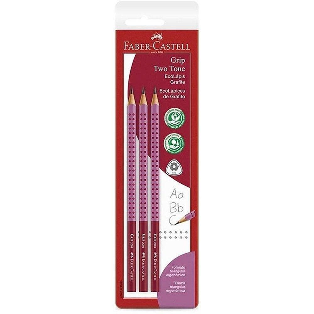 Lápis preto triangular grip 2001 two tone rosa blcom 03