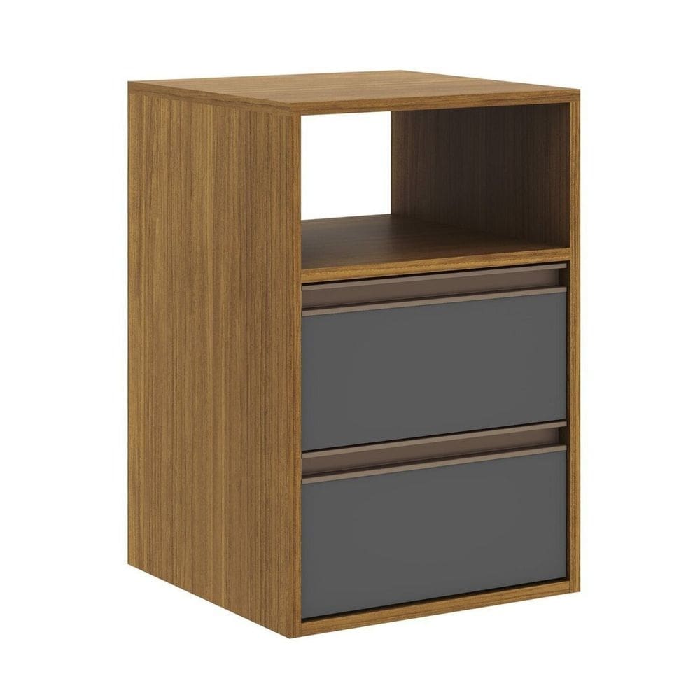 Mesa de Cabeceira Puxador Calha 2g Freijo/titanio Freijó/Titânio