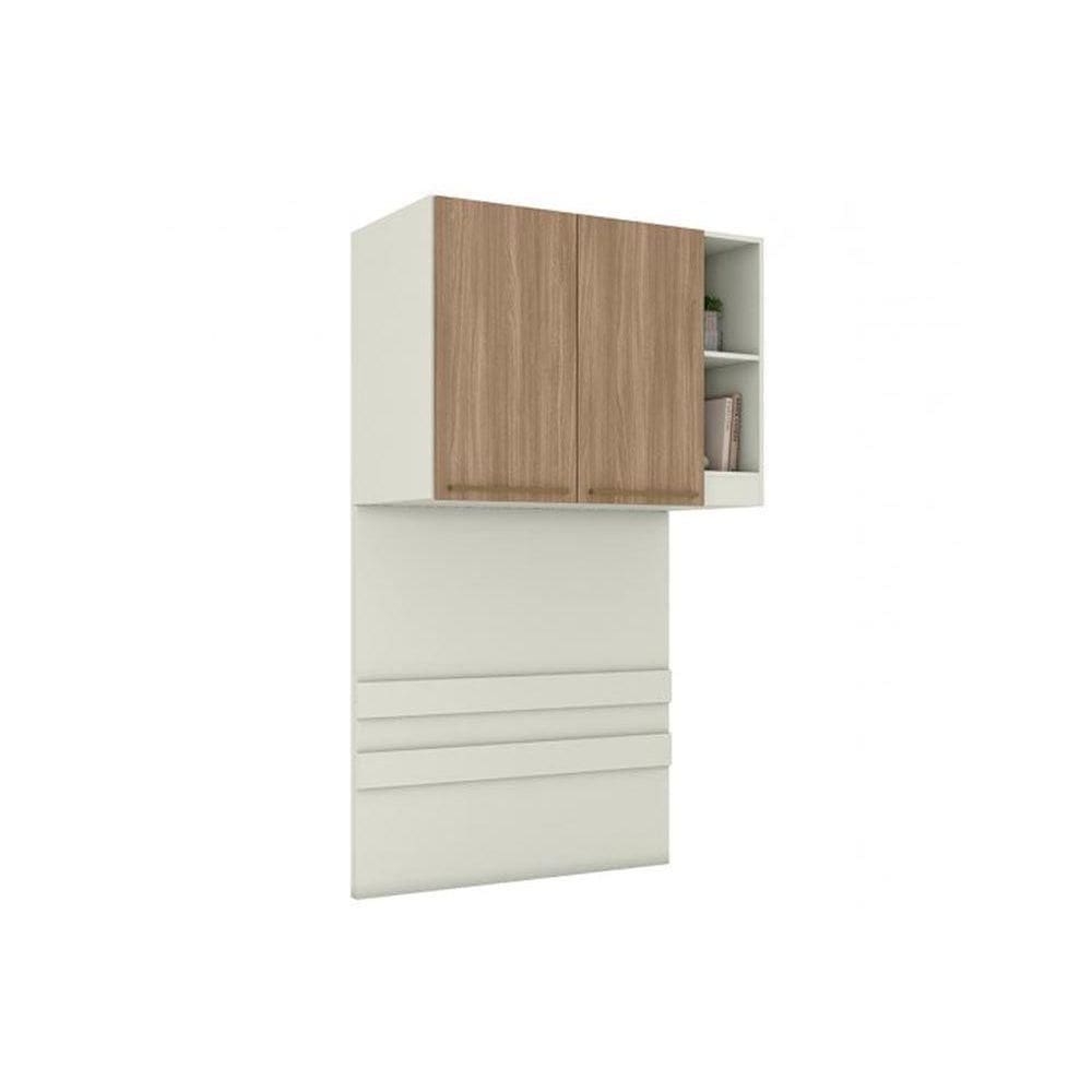 Armário Ponte Modulado Aéreo Solteiro MC12 Seletto c/ 2 Portas e 2 Nichos cor Areia/Jequitibá - Henn