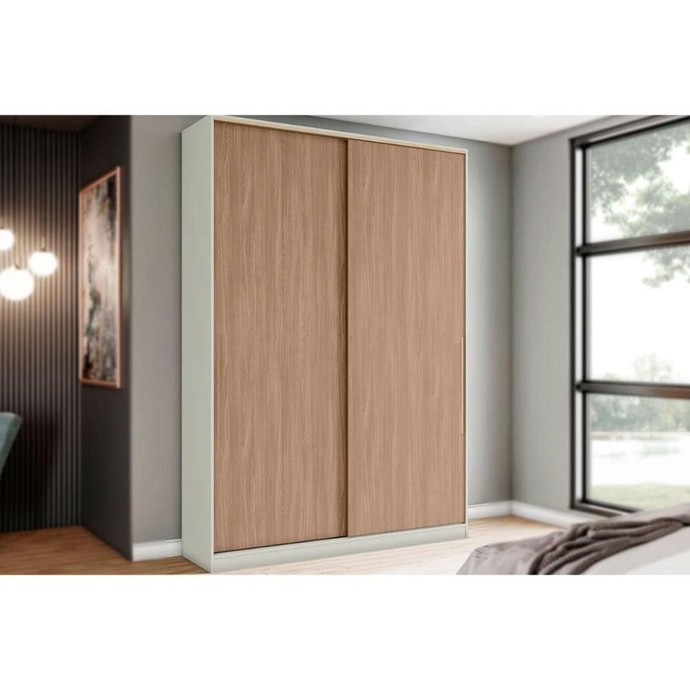 Módulo de Quarto Casal Guarda Roupa MC10 Seletto c/ 2 Portas Correr Areia/Jequitibá - Henn