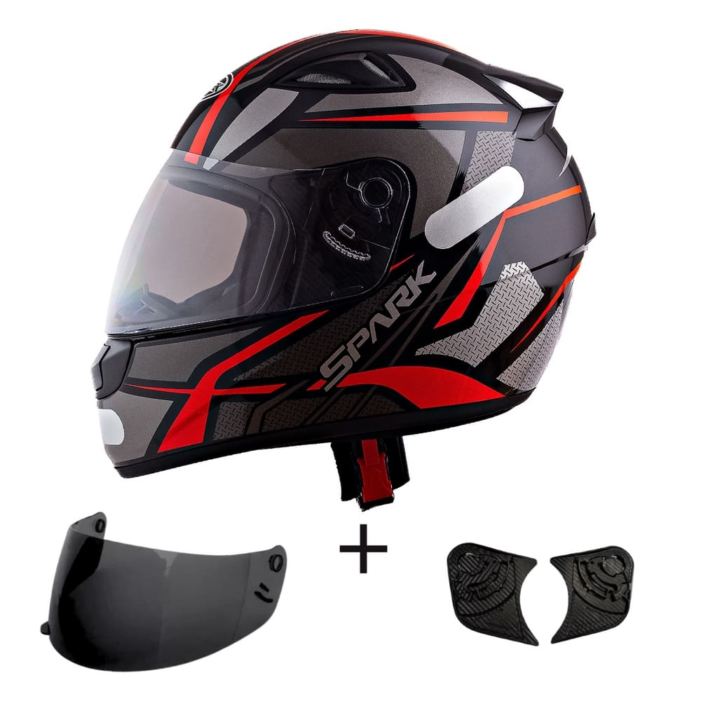 Capacete Masculino Ebf Spider Vermelho Mais Viseira Fumê e Reparo