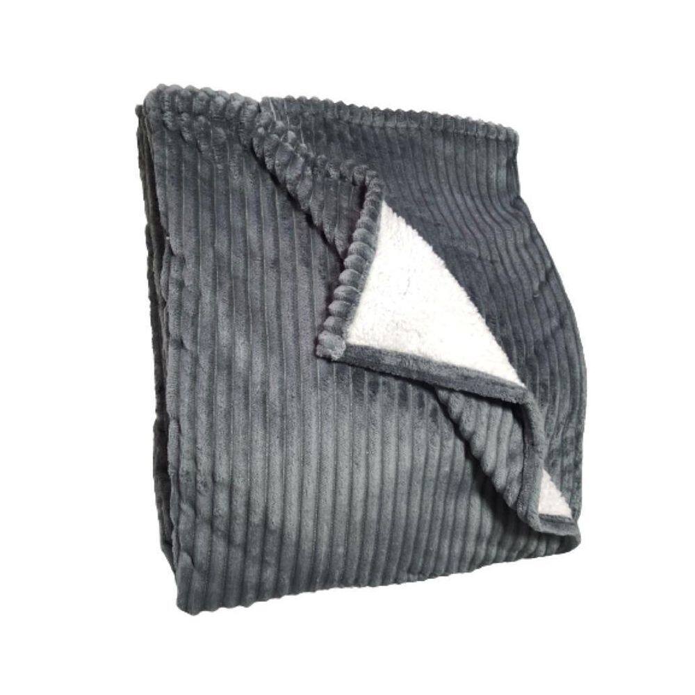 Cobertor cinza cinza dyuri com sherpa 1,80 x 2,20