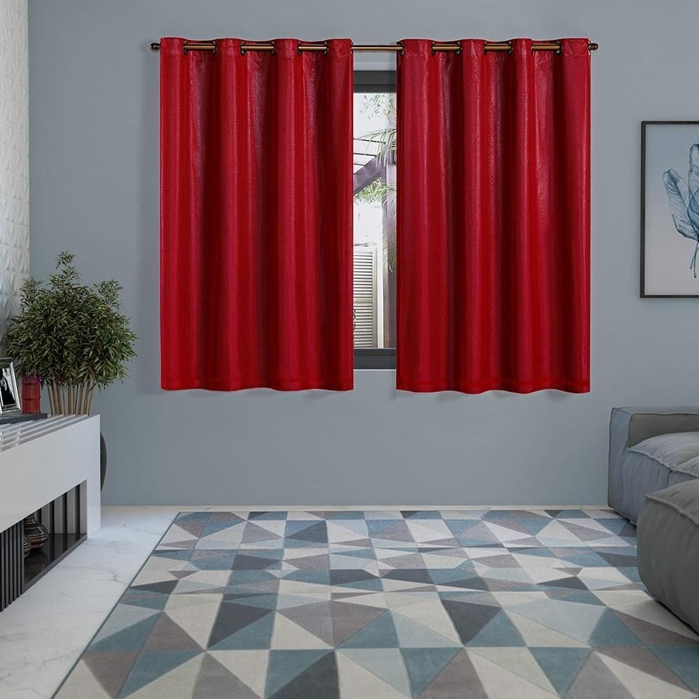 Cortina Blackout Voil 2,00X1,40 Sala Blecaute Vermelho