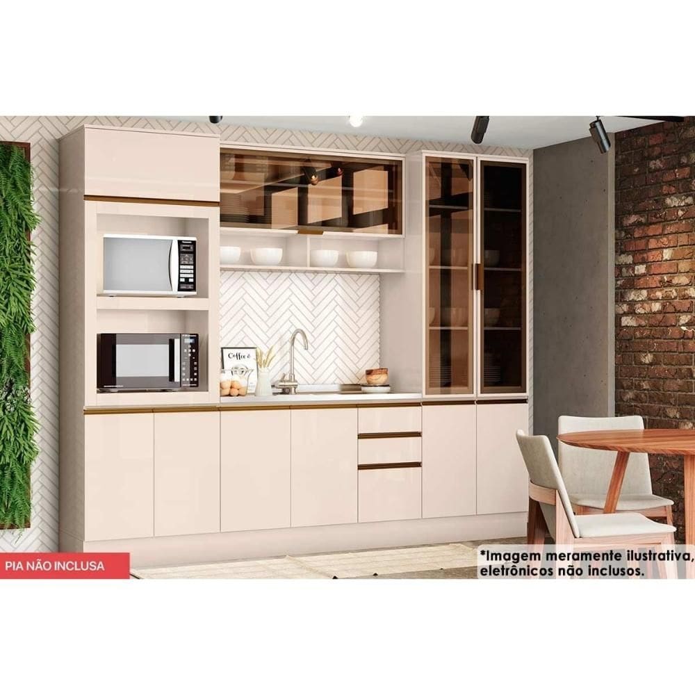 Cozinha Completa Connect 6 Peças (1 Armário + 2 Paneleiros + 1 Balcão + 2 Complementos) C5P71 Off White - Henn