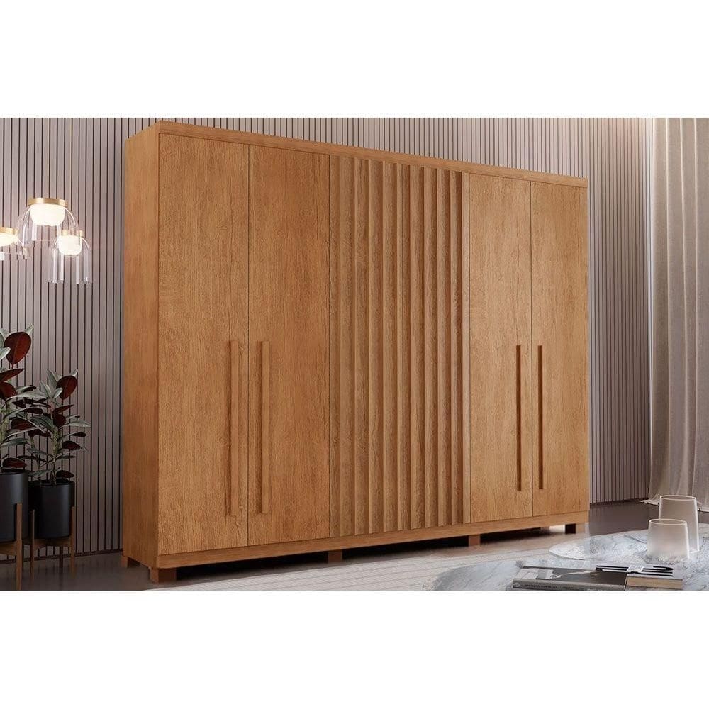Guarda Roupa Casal 6 Portas e 4 Gavetas c/ Pés Denver Naturale - Rufato