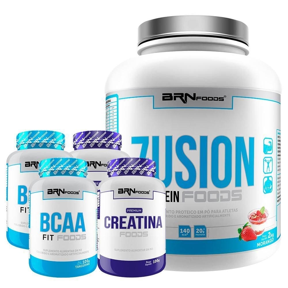 Kit fusion protein 2kg+ 2 bcaa 100g+ 2 creatina 100g