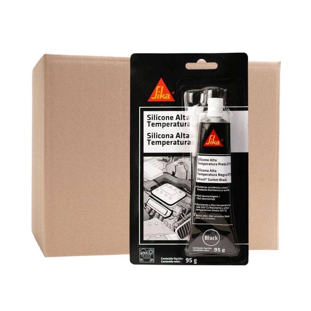 Silicone alta temperatura preto rtv sikasil 95g cx 12 un