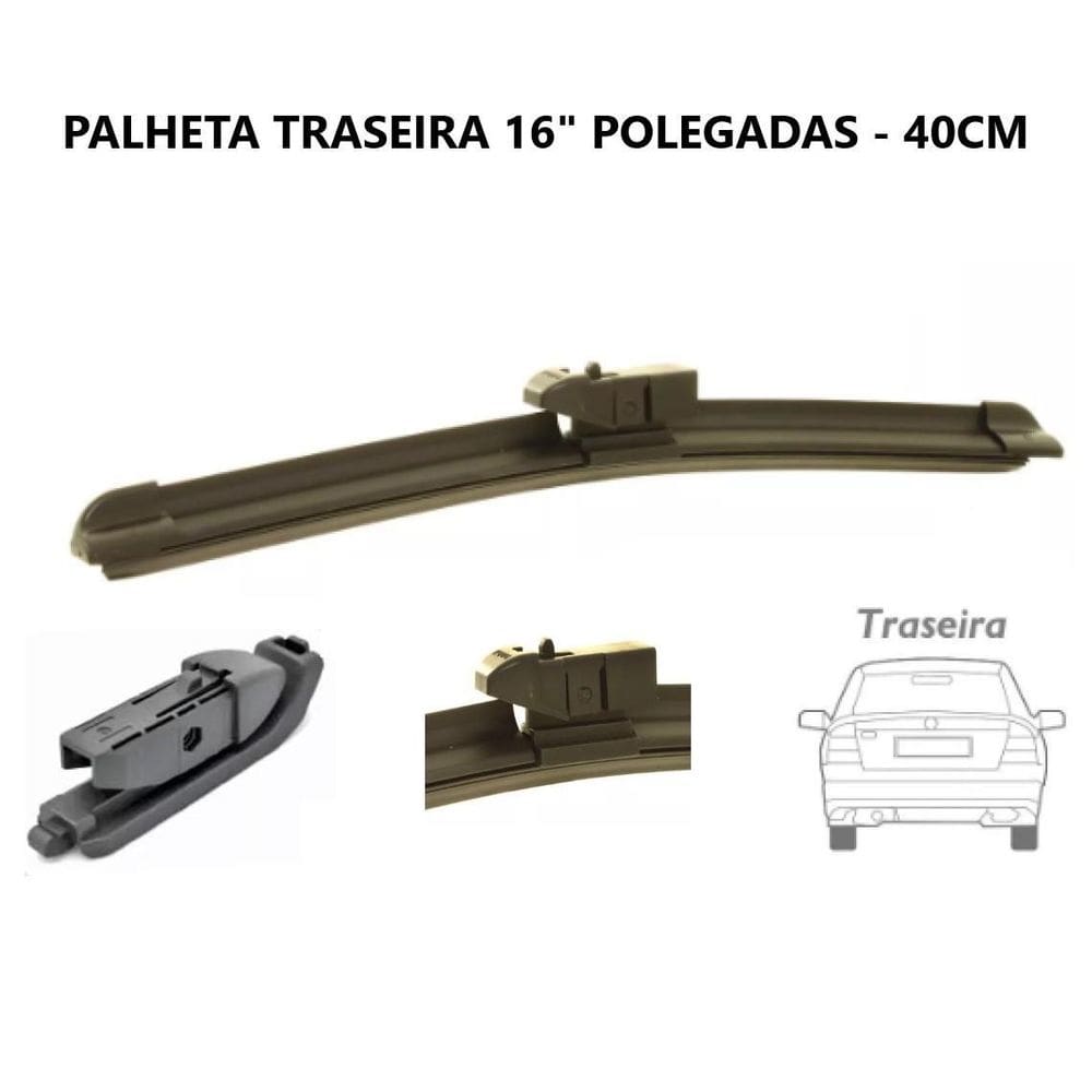 Palheta limpador traseira universal 16 polegadas 40cm