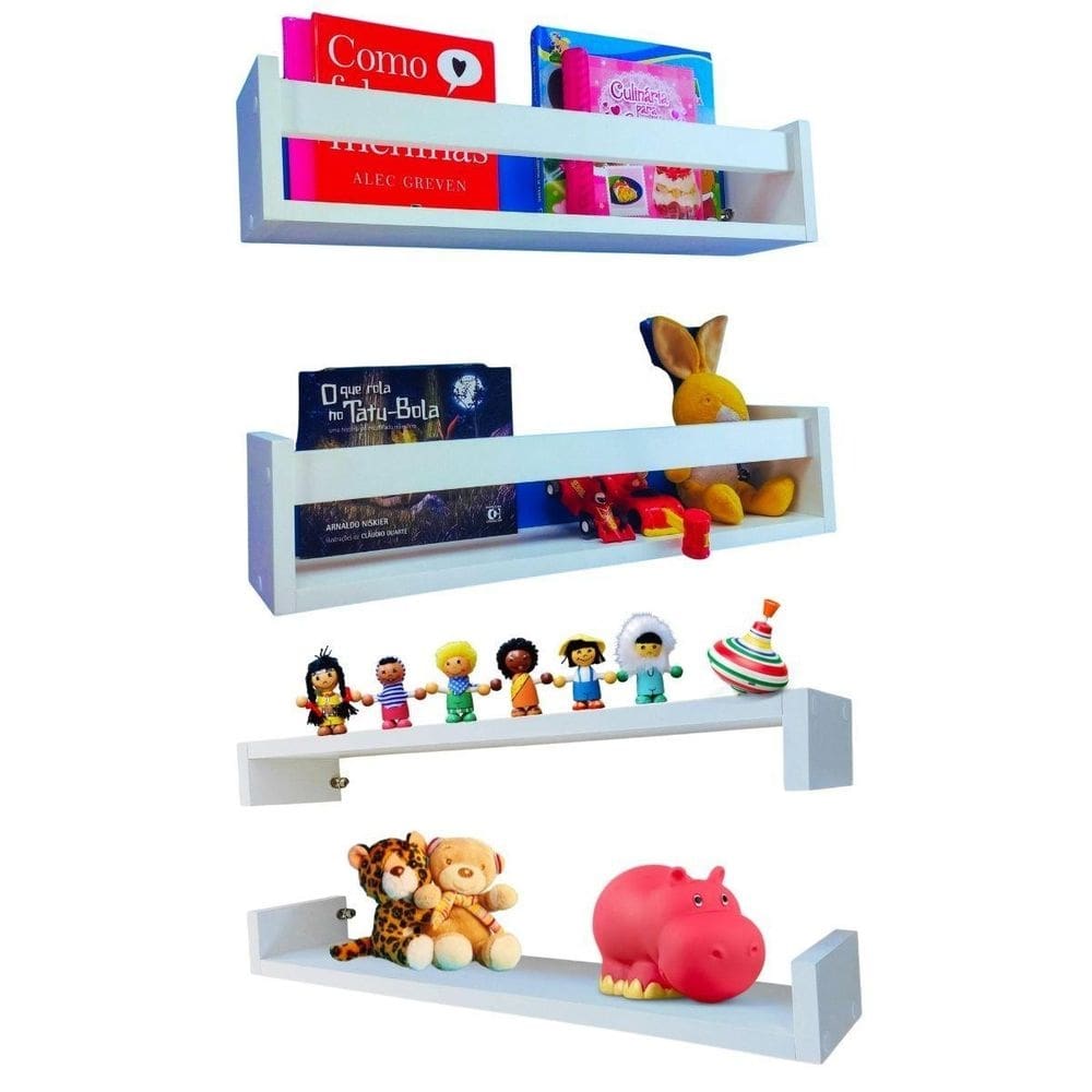 Combo prateleiras nicho para livros estante multiuso 4un55cm