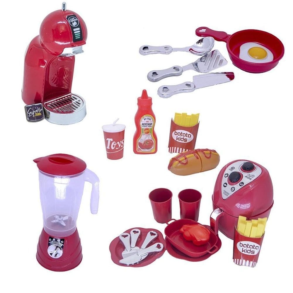 Kit chef brinquedo comidinhas eletro panela talheres 51pç