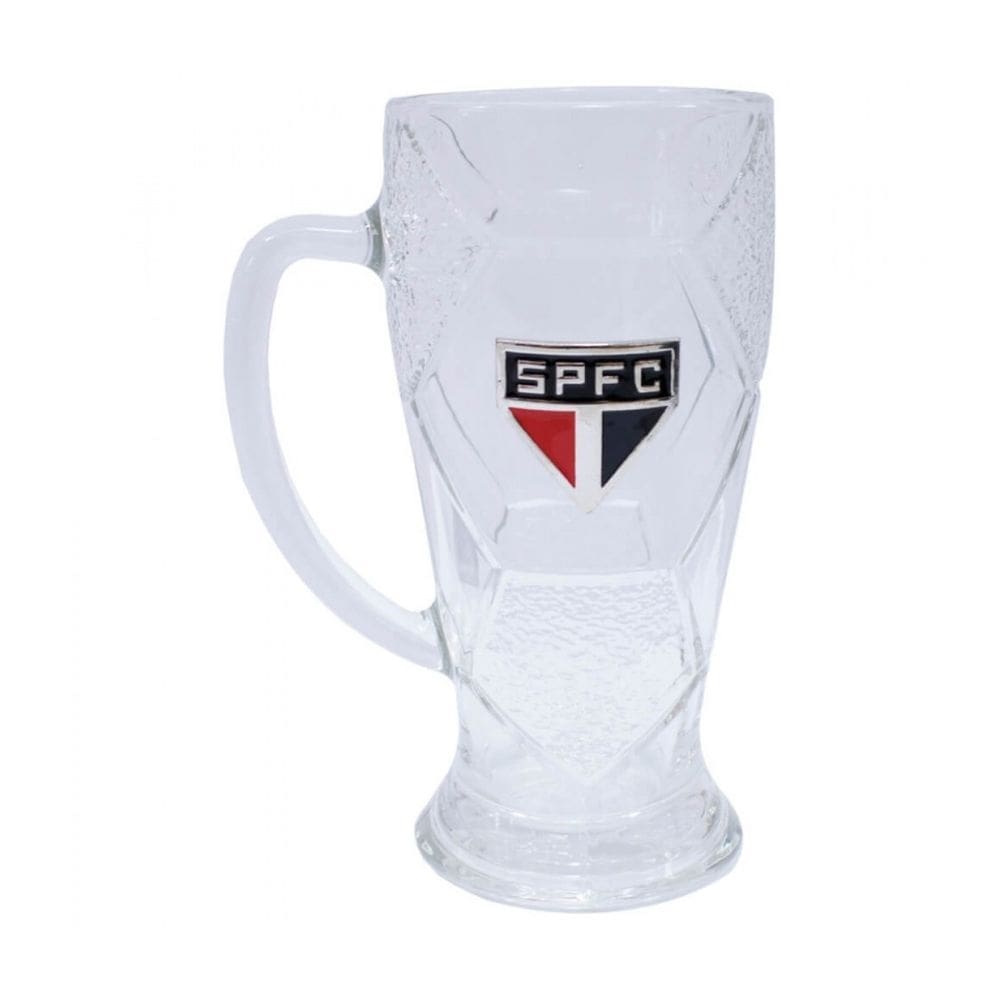 Caneca vidro bola futebol 630ml tricolor são paulo