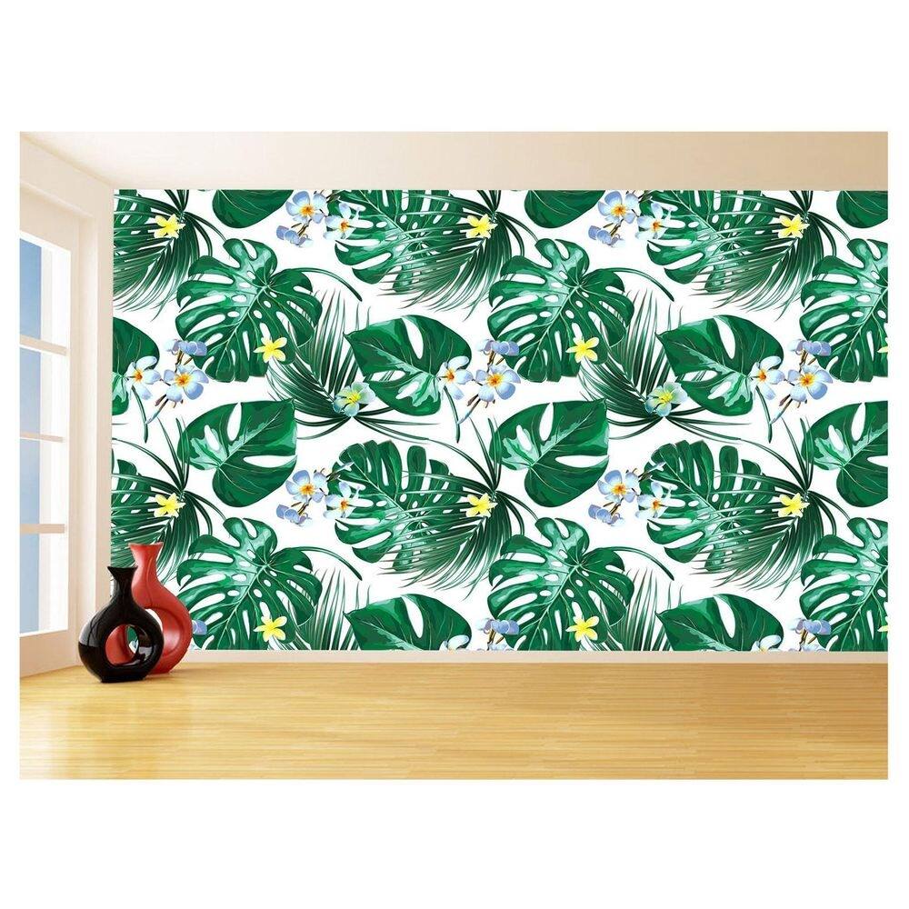 Papel De Parede 3D Textura Folhas Tropicais Mata 3,5M Txt68