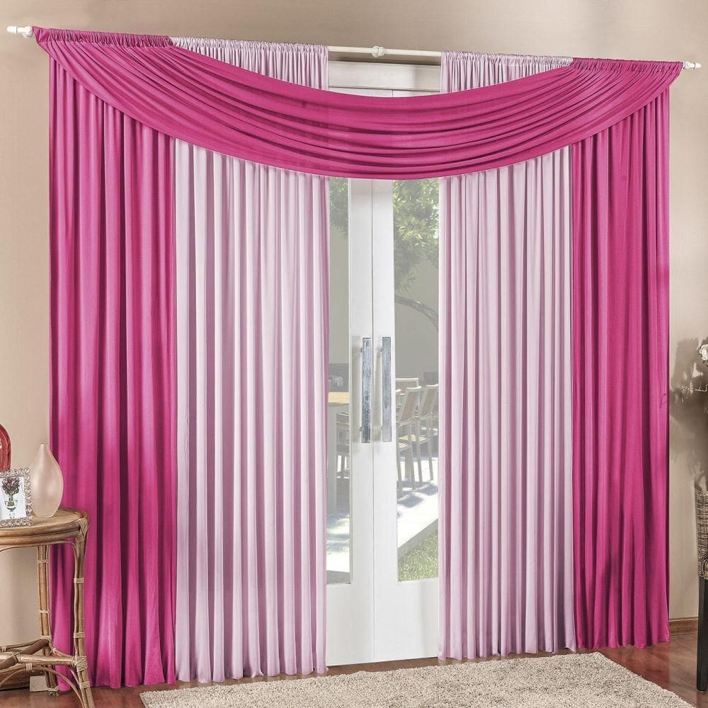 Cortina tendência 3,00m x 2,50m varão em malha sala pink
