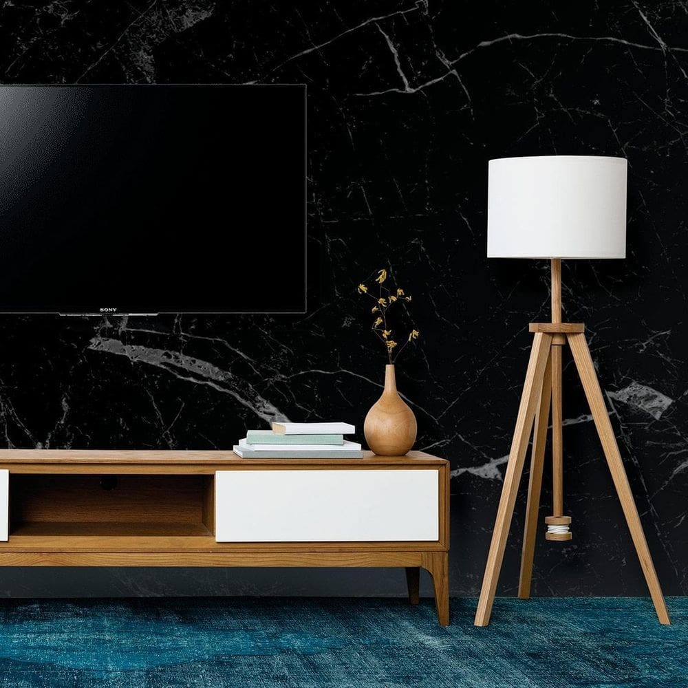 Papel de parede painel 3d mármore preto vinilico 3,5m