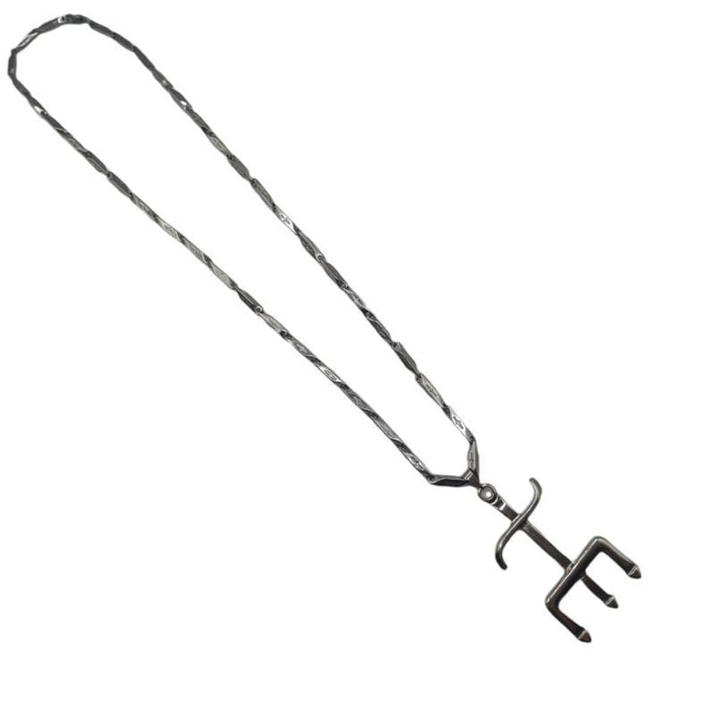 Corrente com pingente exu tridente 5,5 cm prateado