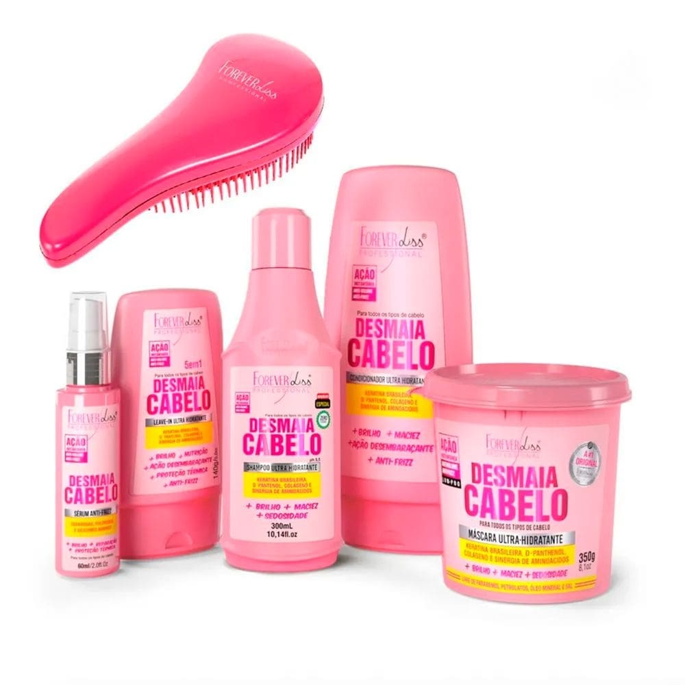 Kit Desmaia Cabelo Completo Forever Liss + Escova P/ Cabelo