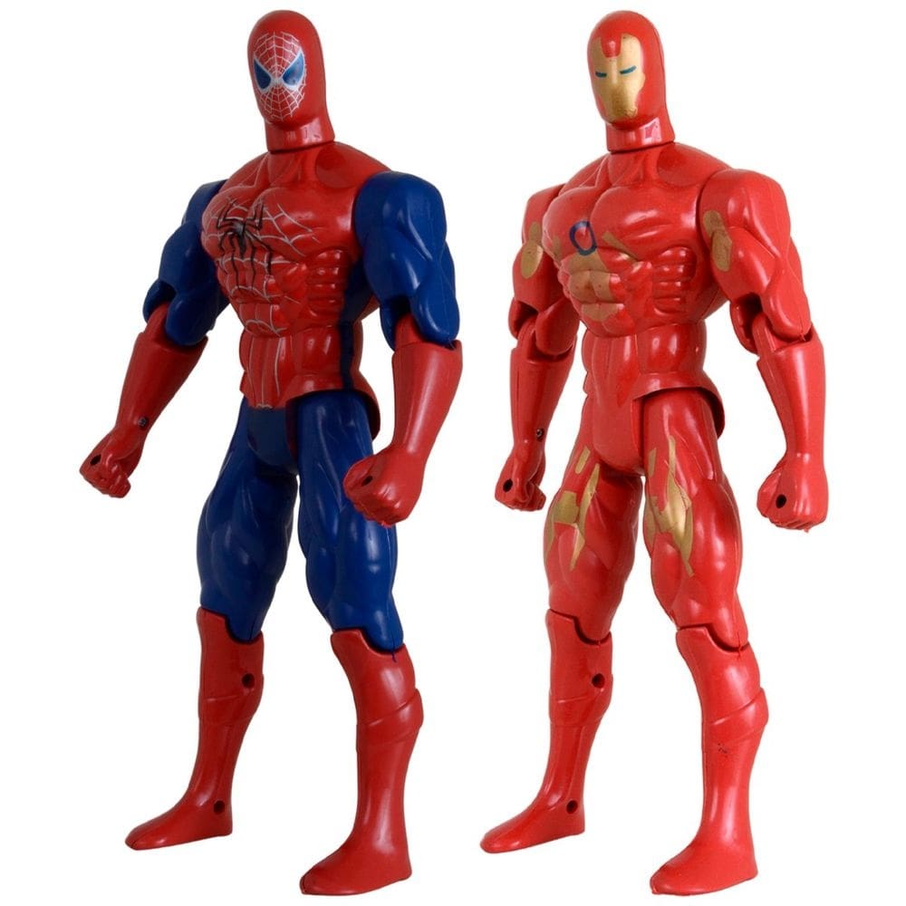 Kit Dupla De Heróis Articuláveis Homem De Ferro Homem Aranha