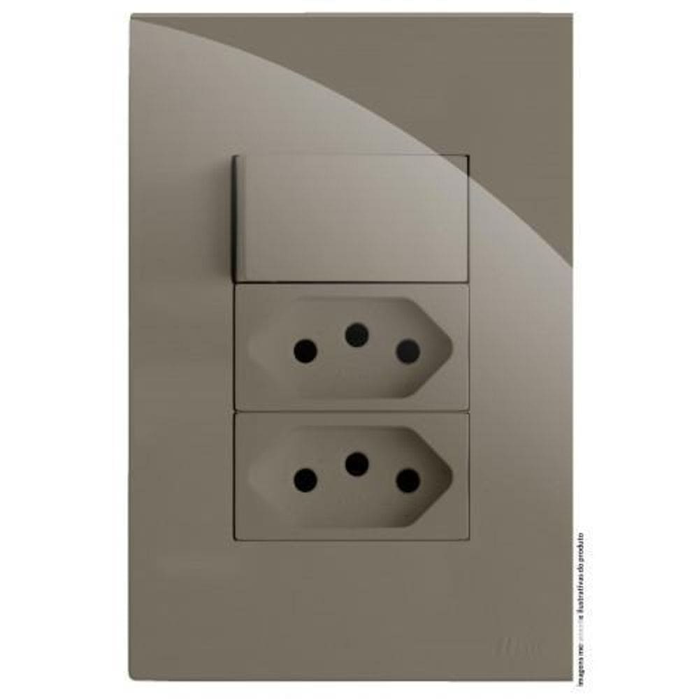 Kit interruptor  + tomada dupla 10a 4x2 brg11366-2fe
