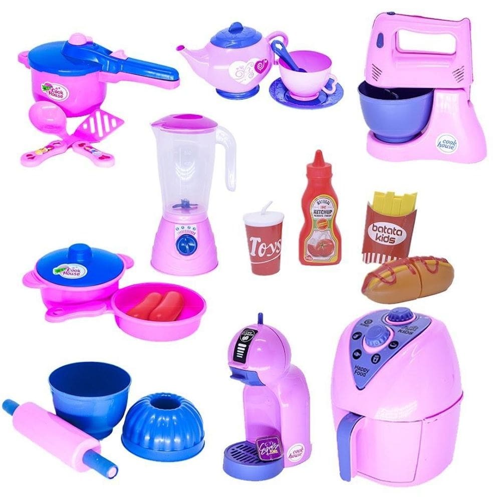 Kit menina brinquedo cozinha eletro liquidificador bulê 22p