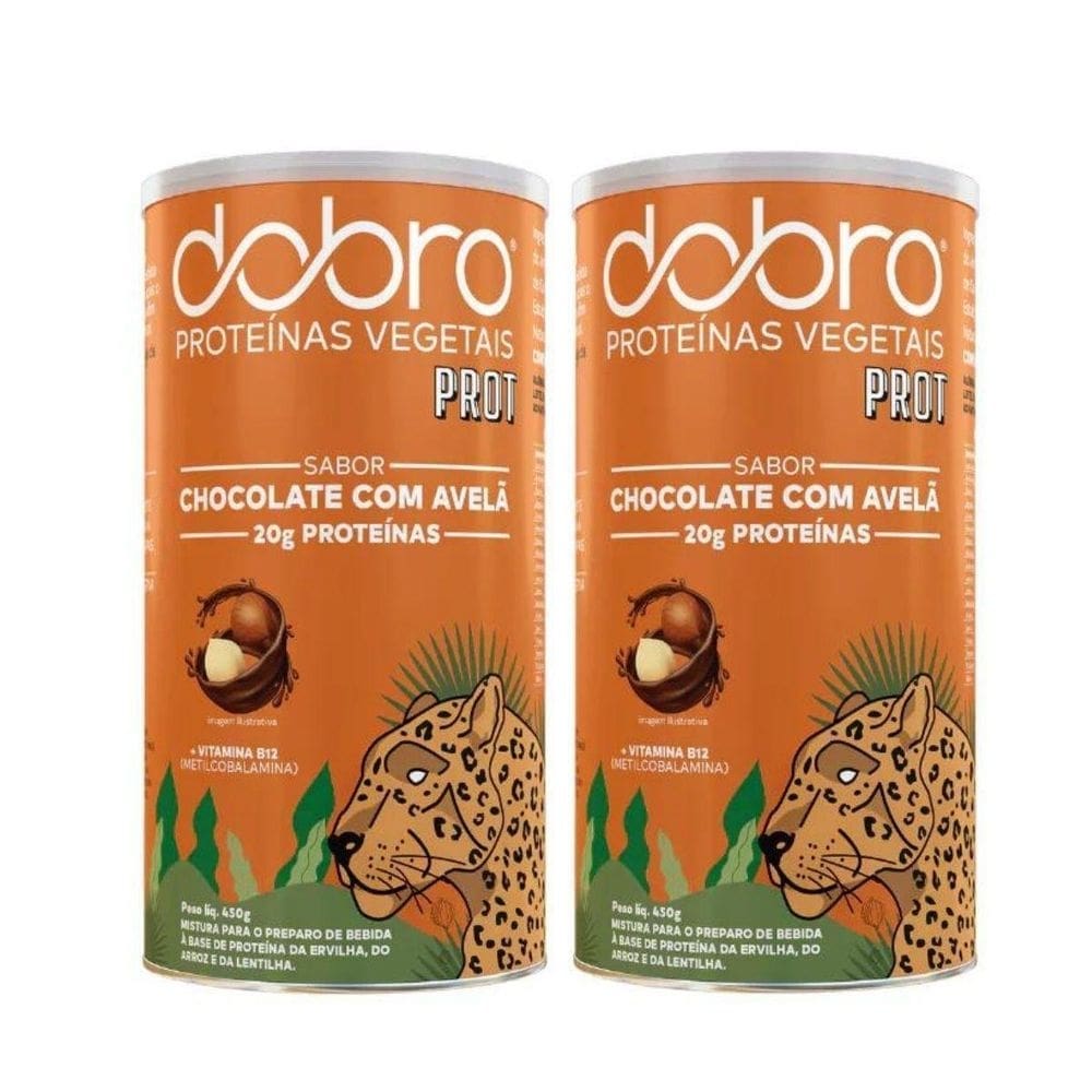 2X Proteína Vegana Prot Dobro Chocolate Com Avelã 450G