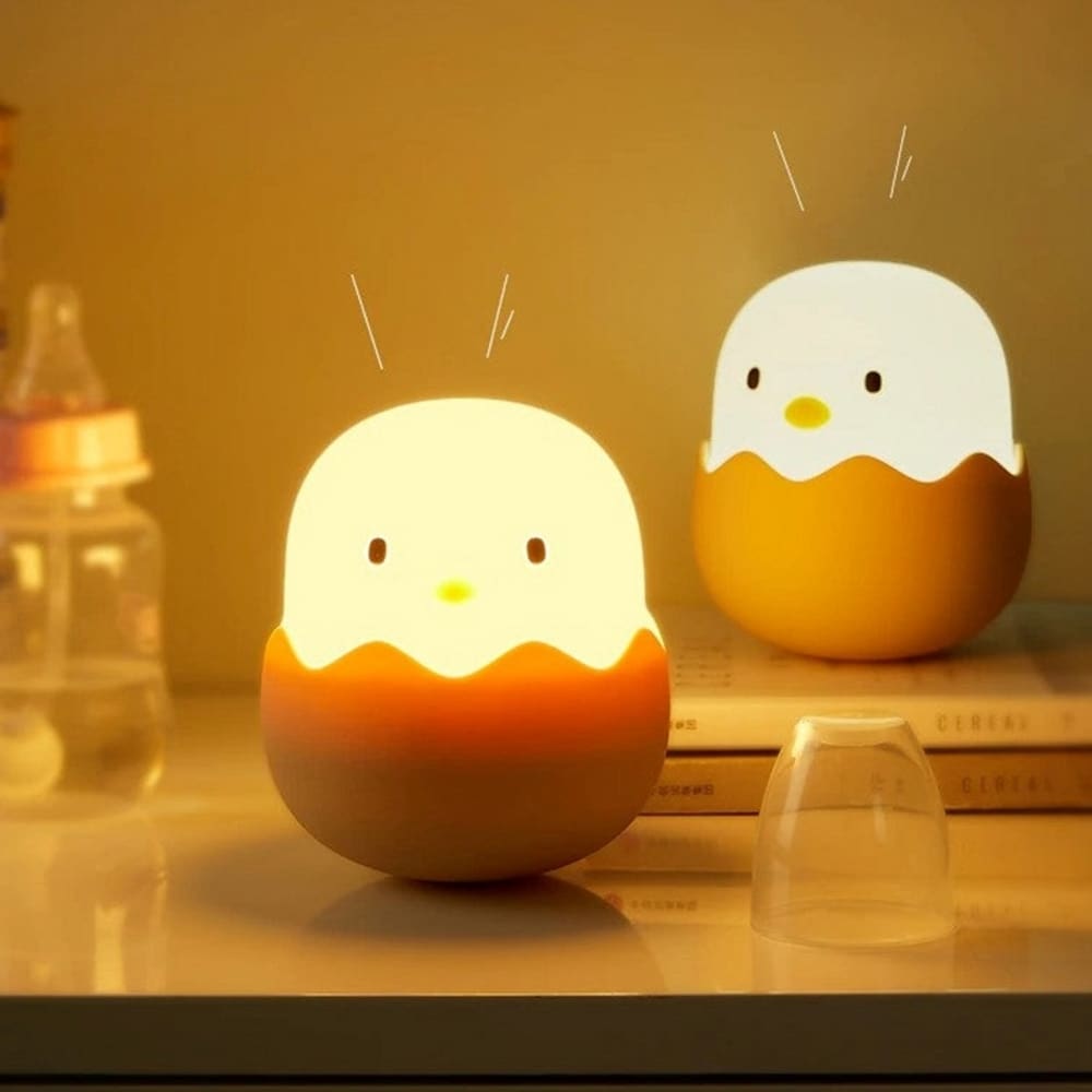 Luminária de Mesa Infantil Casca De Ovo Pintinho Em Silicone Recarregável