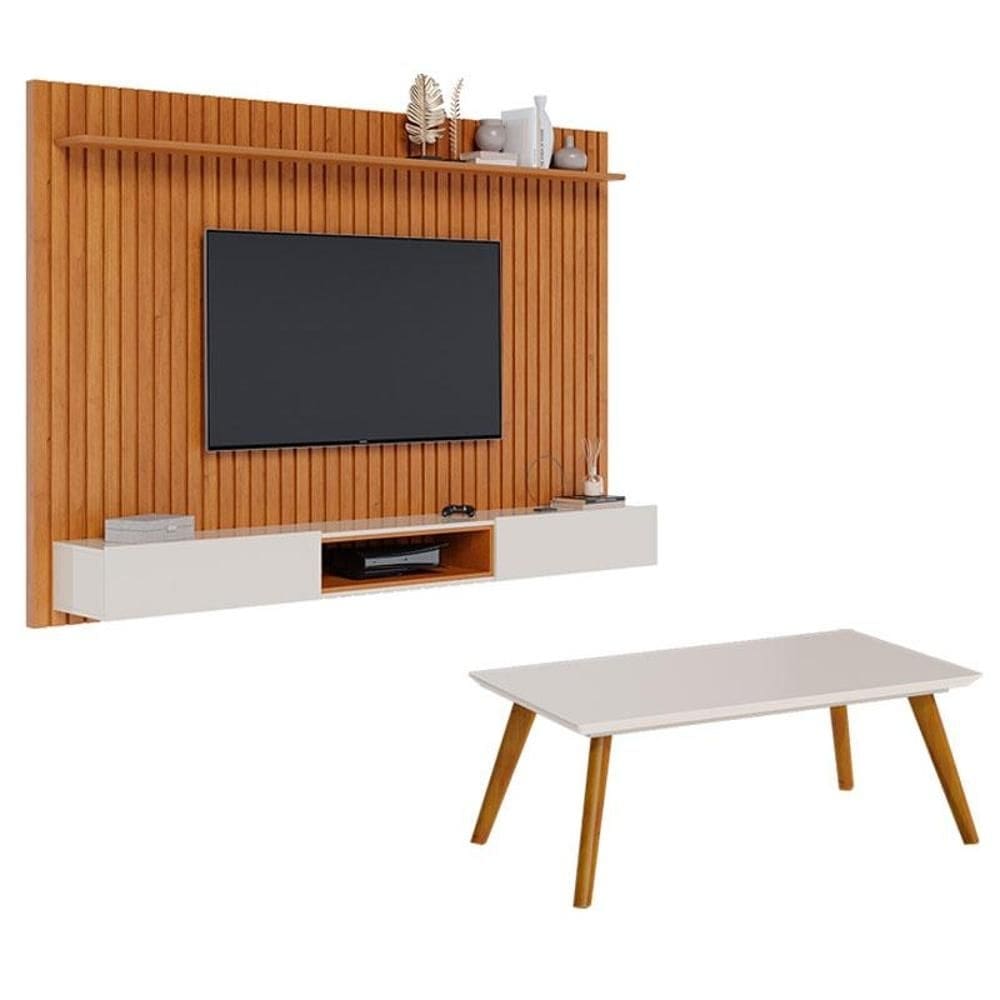 Painel Suspenso Loft 2.2 com mesa de Centro Classic Nature Off White - Imcal