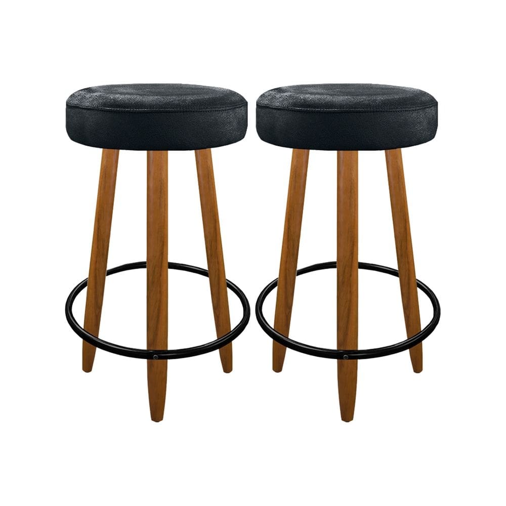Kit 2 Banquetas Média 60 cm Madeira Balcão Cozinha Bar Cinza
