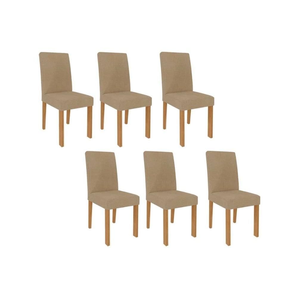 Cadeira Sala de Jantar Maia Kit 6 Un Nature/Suede Gengibre Bege - Cimol