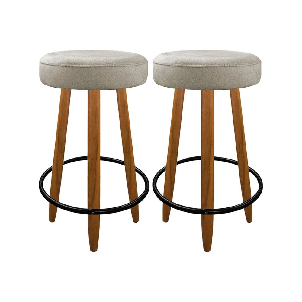 Kit 2 Banqueta Alta Industrial 60 cm Cozinha Bar Balcão Bege
