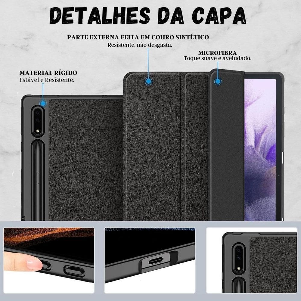 Capa smartcase auto sleep slot caneta para galaxy tab s7 fe