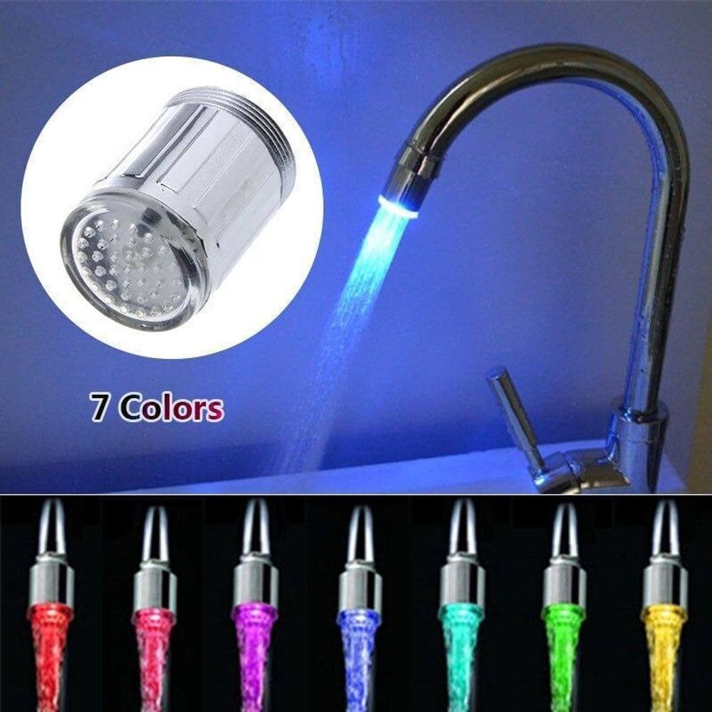 Adaptador bico de torneira 24mm banheiro luz de led rgb