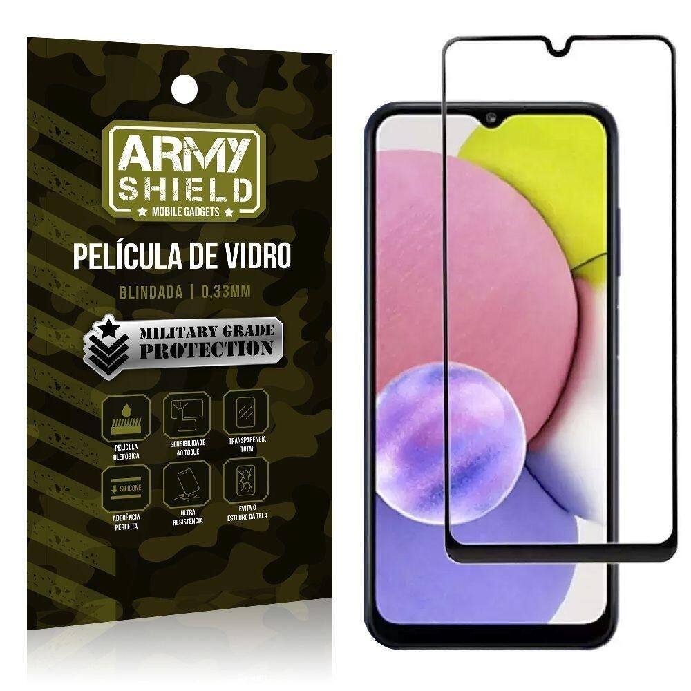 Película de vidro 3d samsung a03s fácil aplicação armyshield