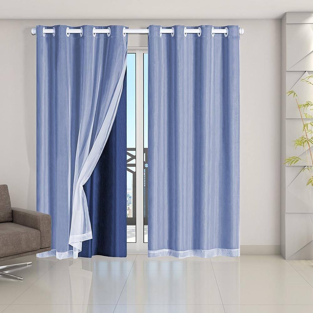Cortina Blackout Voil 2,80X2,30 Porta Balcão Marinho