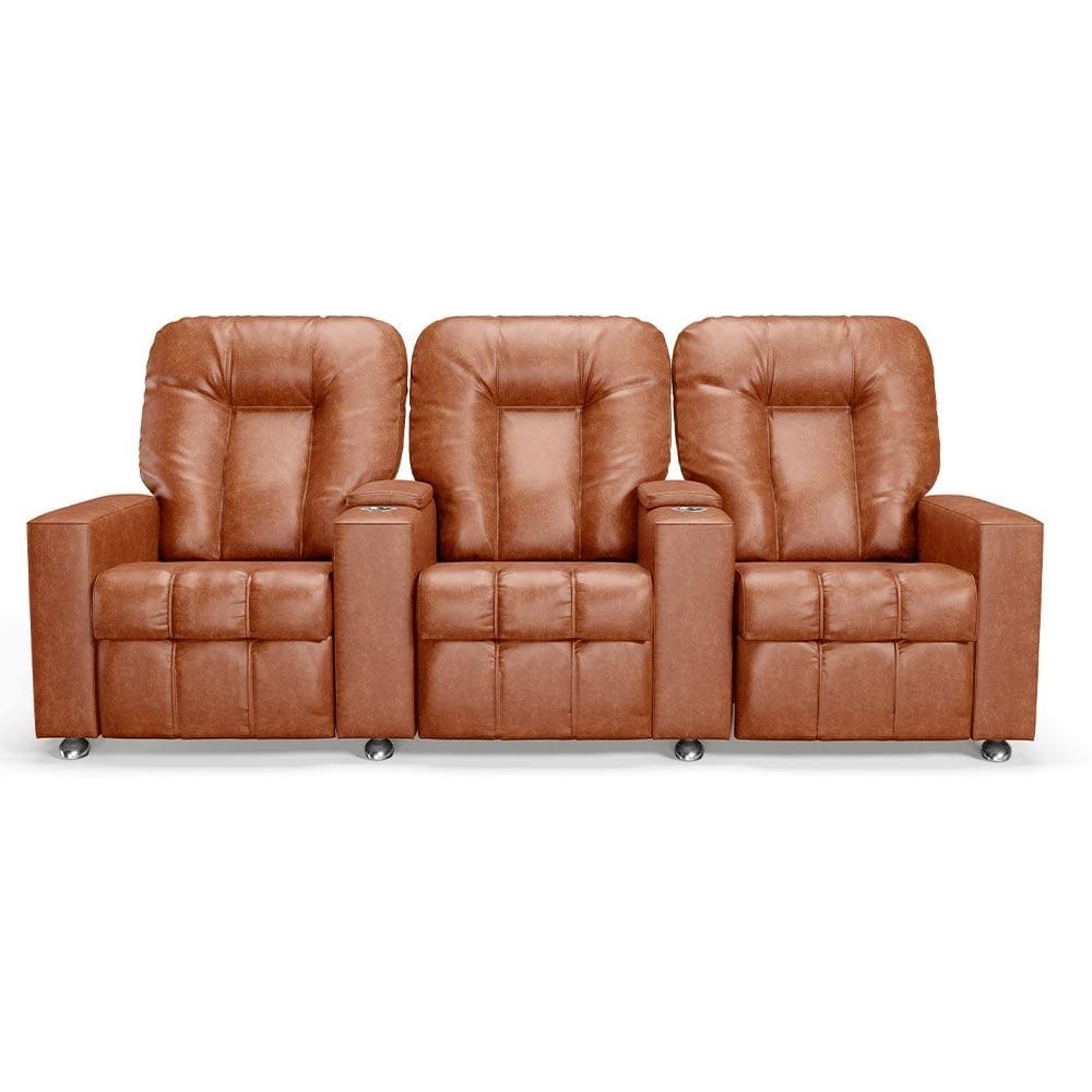 Poltrona Reclinável Para Cinema 3 Lugares Sora PU Camel FH1 - D`Rossi