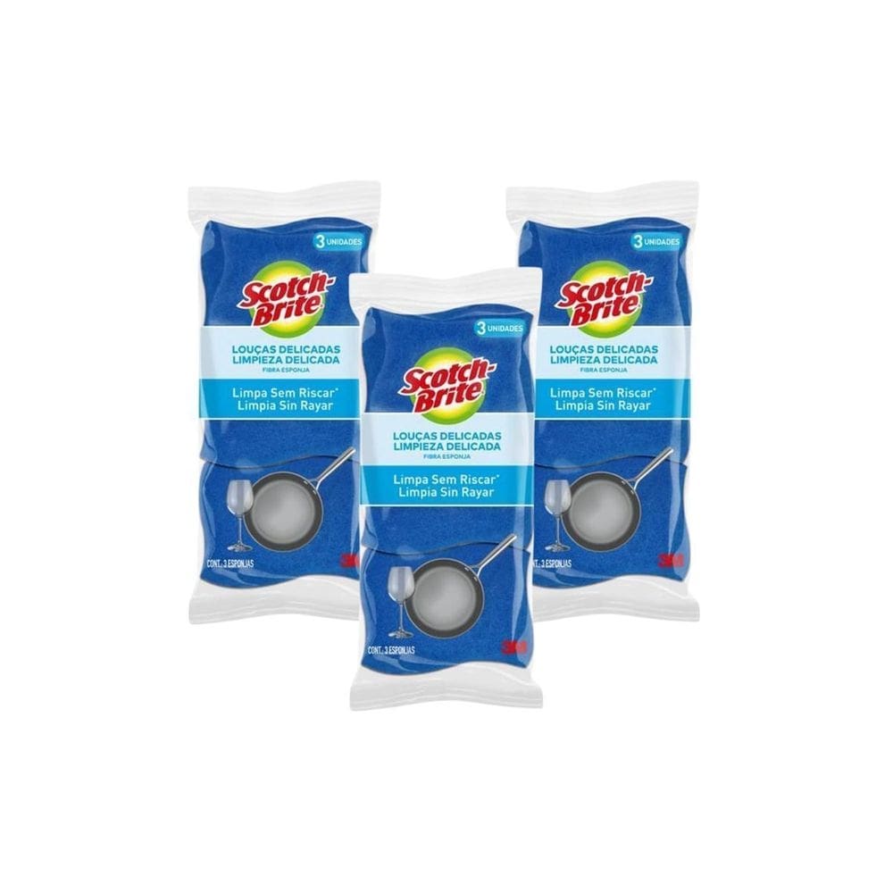9 Esponjas Não Risca Azul Multi Uso Scotch Brite 3M