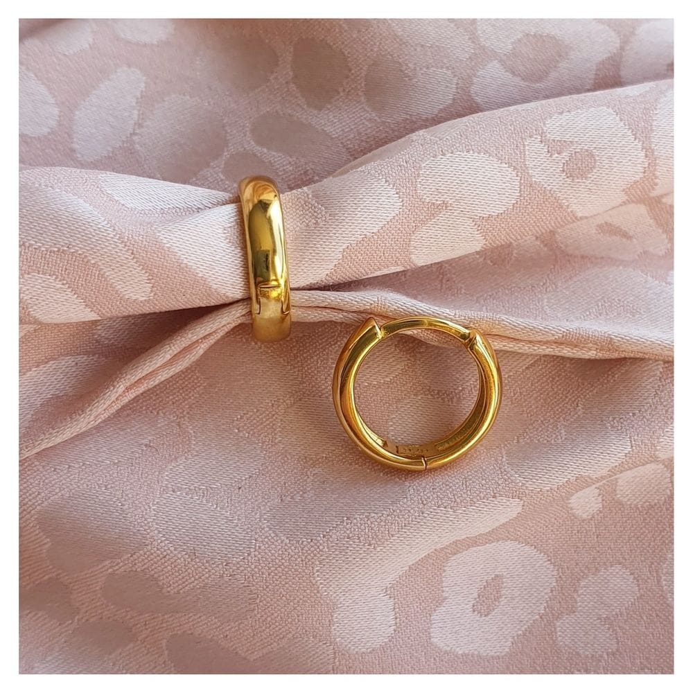 Brincos de argola Eclips em prata 925 banhados a ouro 18k 11 mm para homens