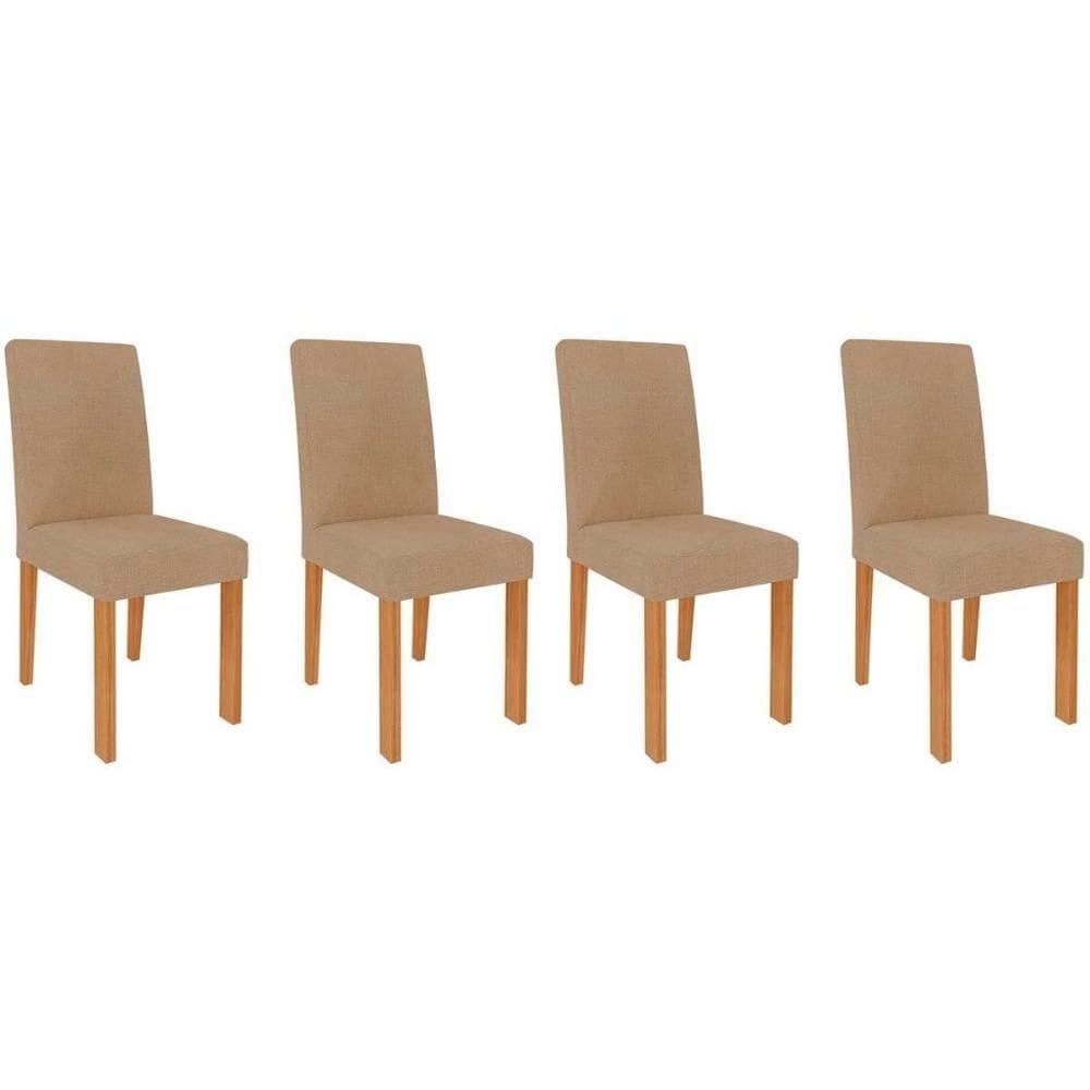 Cadeira Sala de Jantar Maia Kit 4 Un Nature/Suede Gengibre Bege - Cimol