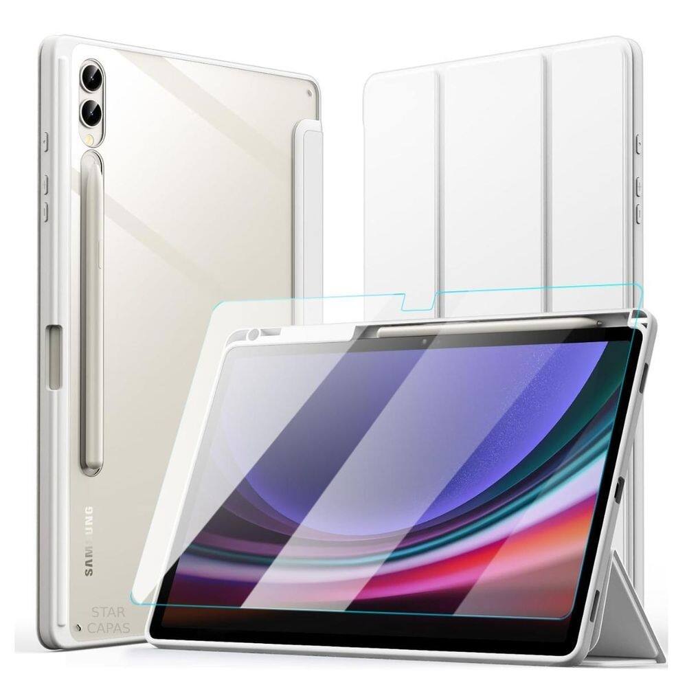 Capa slot caneta galaxy tab s9+ + vidro - cinza