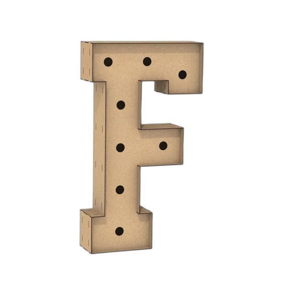 Letra caixa grande f mdf 80cm altura furo lampada iluminação