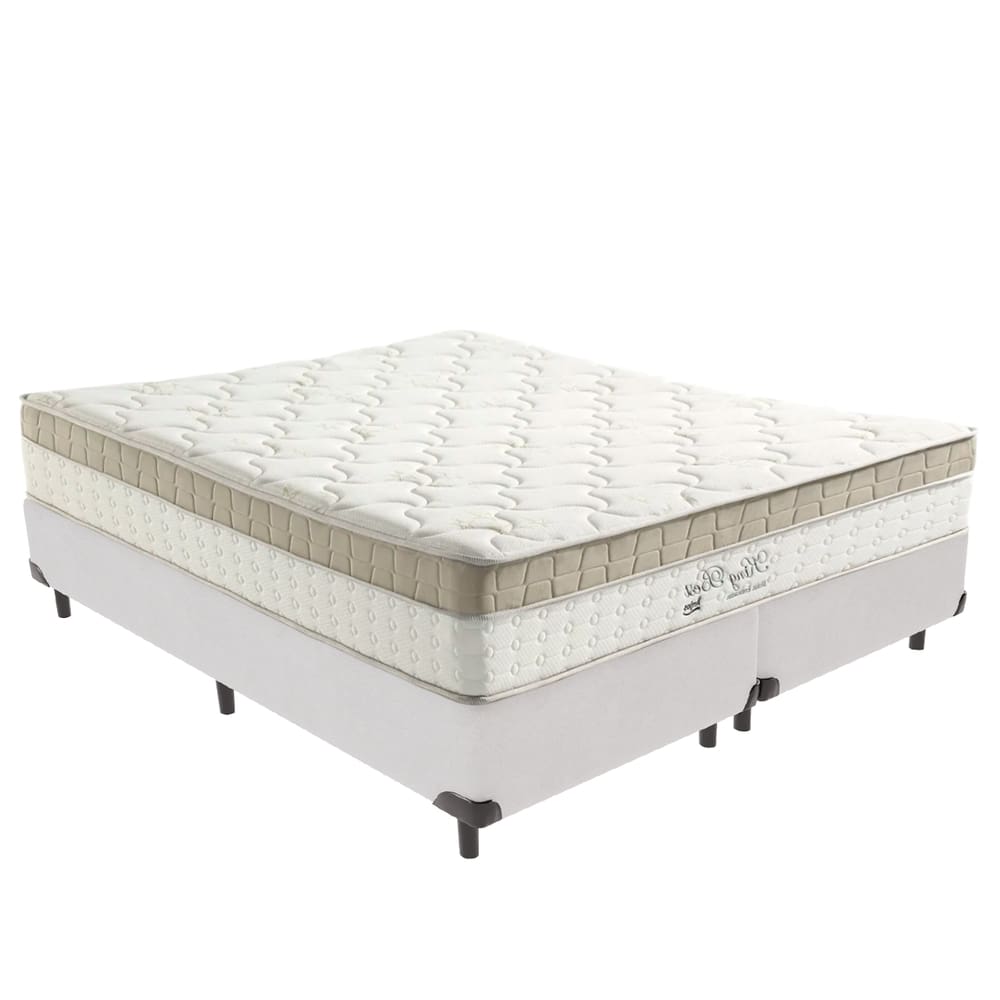 Cama Box Branco e Colchão Queen King Best Anjos