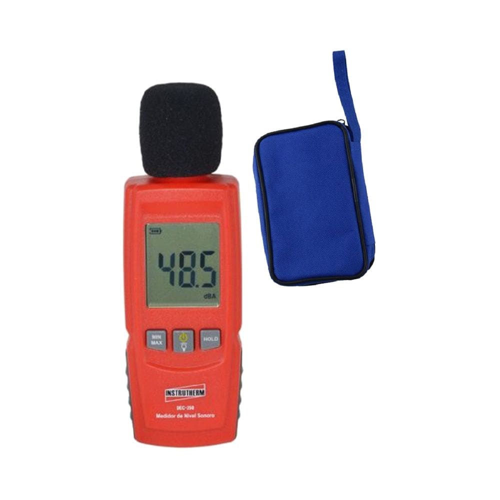 Kit Decibelímetro Digital Sonoro 30 A 130db Máx Mín Microfone Alarme Dec-350 Portátil Instrutherm Estojo Certificado