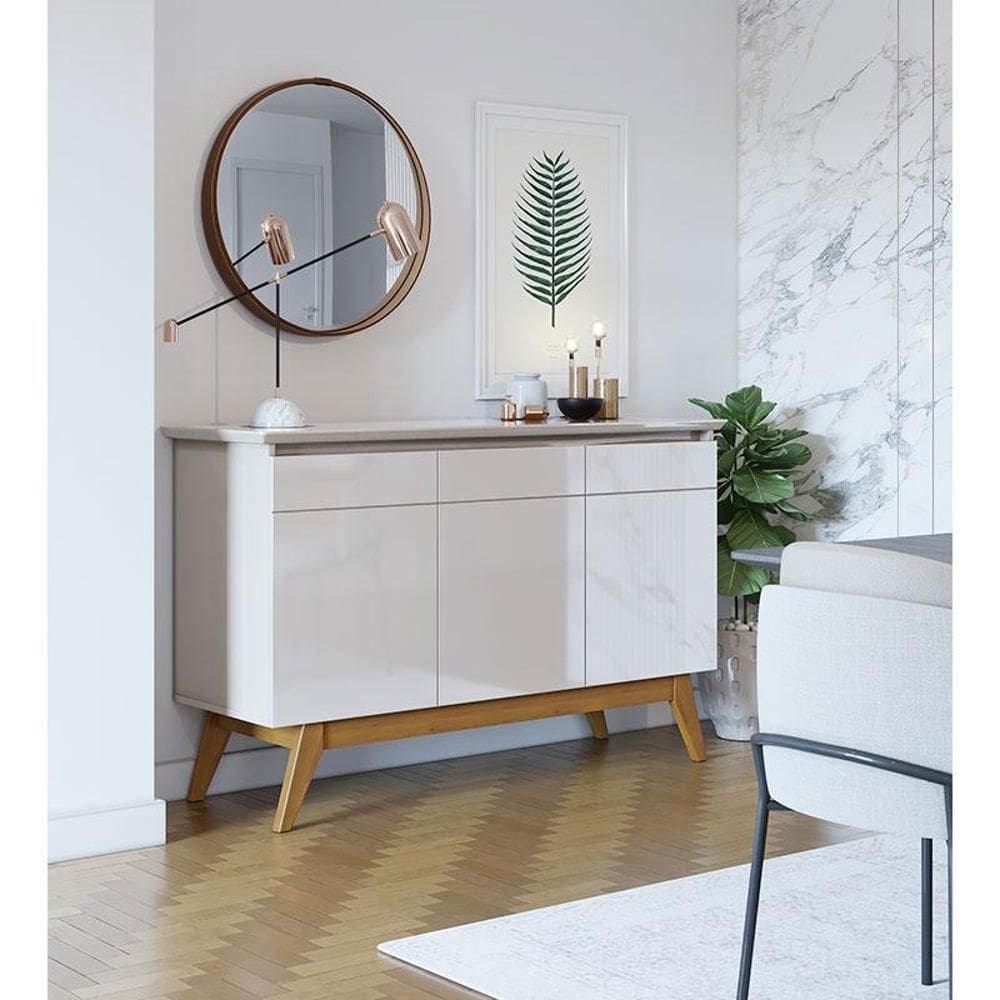 Aparador para Sala Buffet Ambiente Classic 3 Portas Off White - Imcal