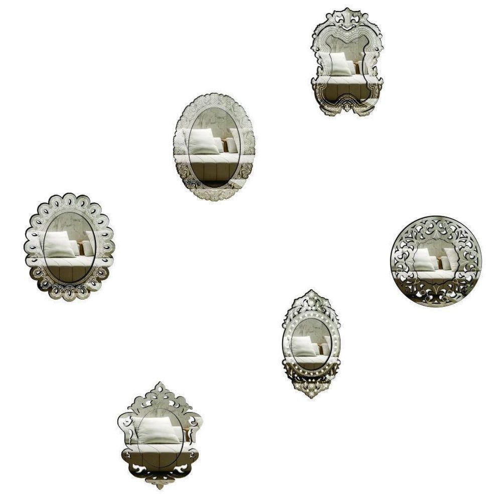 Kit mini espelhos decorativos venezianos taranto 6 peças