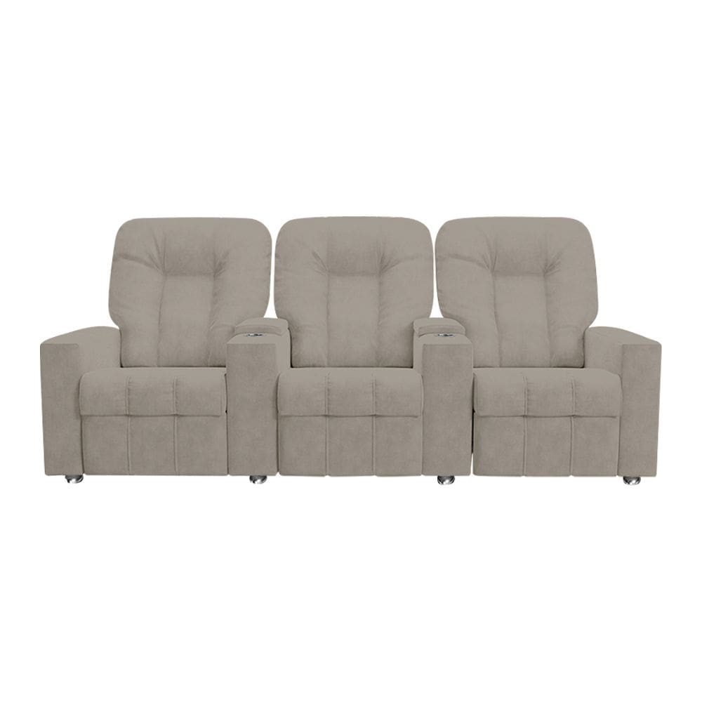 Poltrona Reclinável Para Cinema 3 Lugares Sora Veludo Capuccino FH1 - D`Rossi