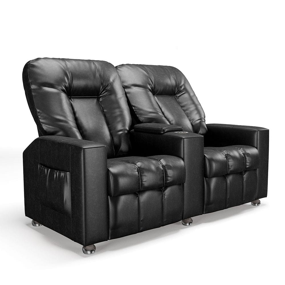 Poltrona Reclinável Para Cinema 2 Lugares Sora PU Preto Brilho FH1 - D`Rossi