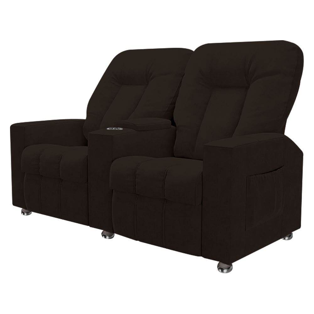 Poltrona Reclinável Para Cinema 2 Lugares Sora Veludo Marrom FH1 - D`Rossi