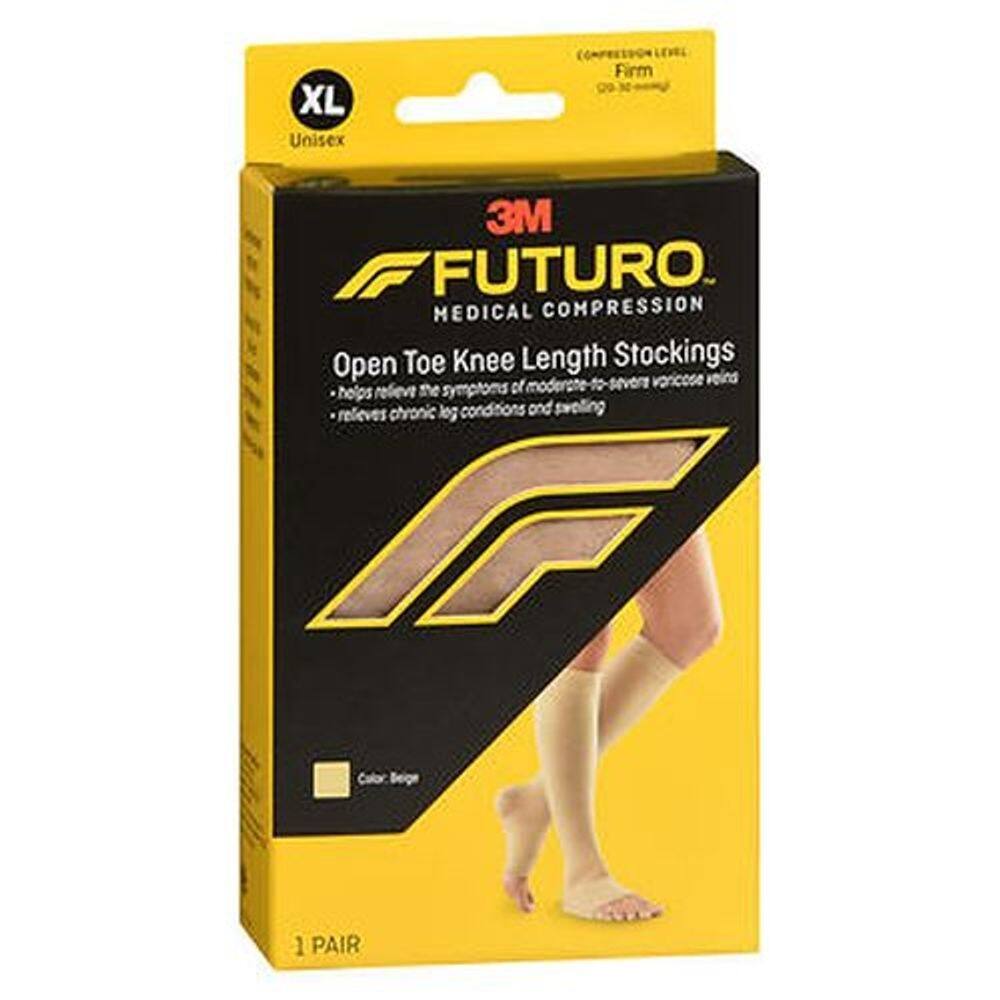 Futuro Open Dedo do joelho do comprimento do joelho meias unissex empresa bege Xtra Grande 1 Cada por 3M